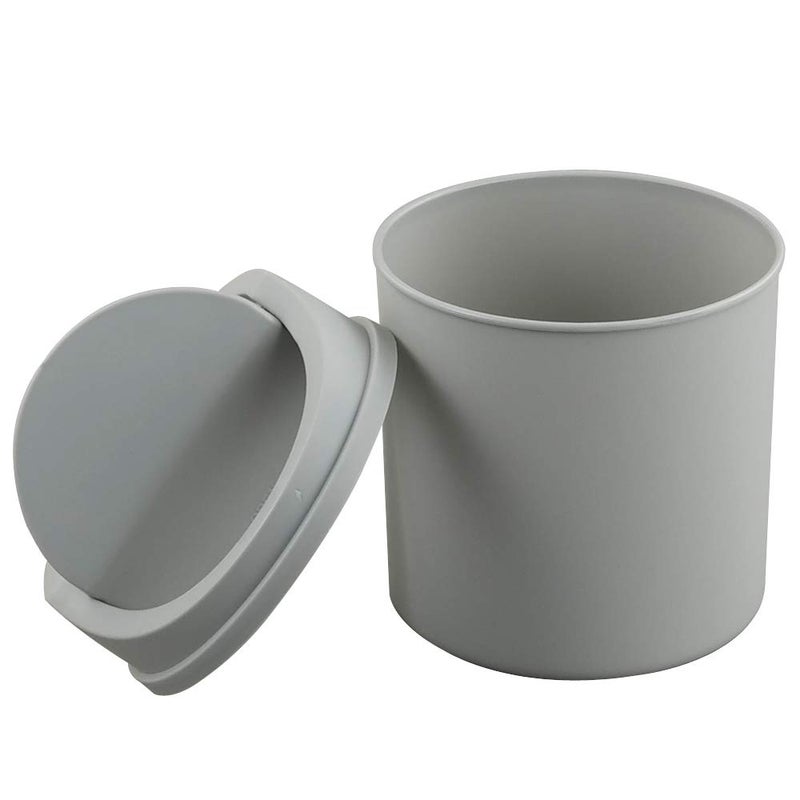CadineUS 2 Liter Mini Desktop Trash Can with Swing Lid Tiny Garbage Can Trash Bin (Grey) - Image 1